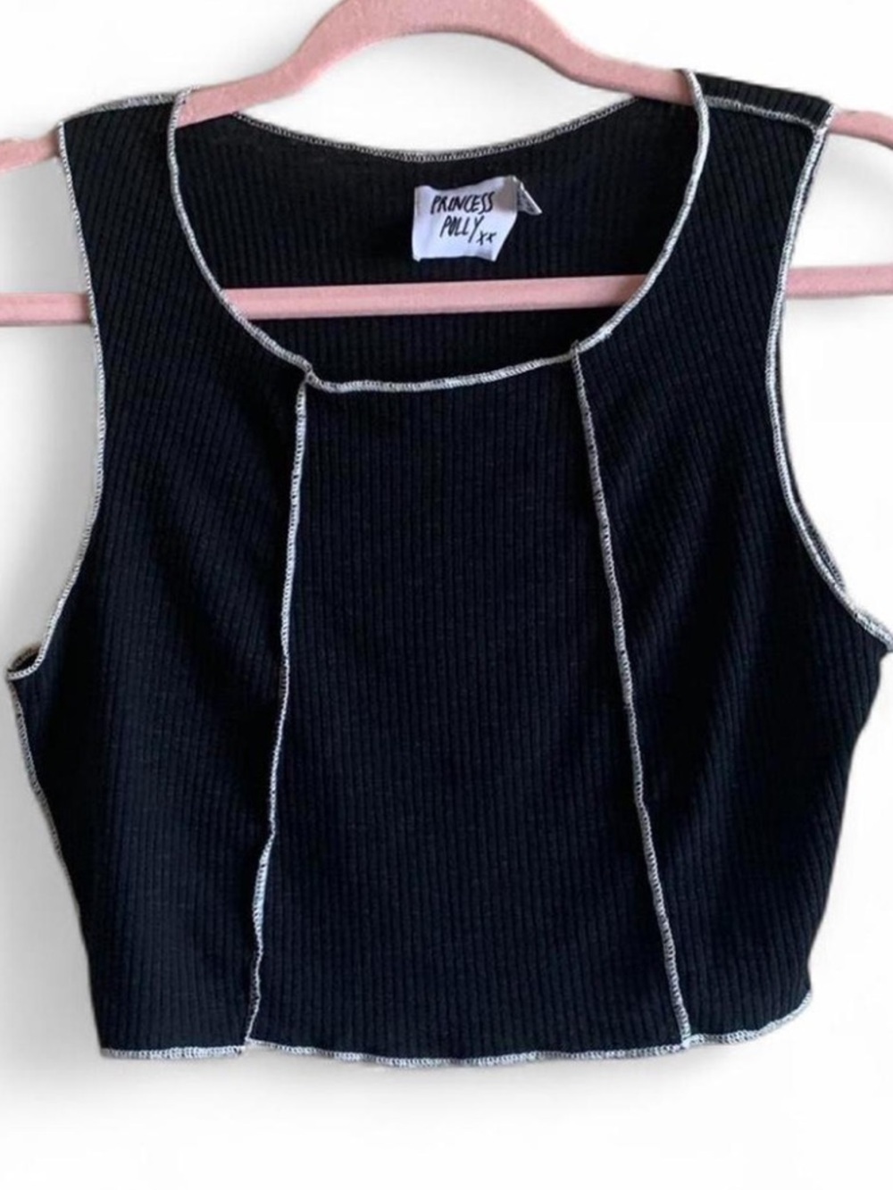 Princess Polly Black Fitted Crop Tank Top